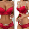 Pushup Mesh Bra Set with Pearls
