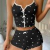 50/50Heart printed Cami Shorts Nighty Lingerie